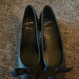 Christian Louboutin Black Flats with Bow Detail- NEVER WORN